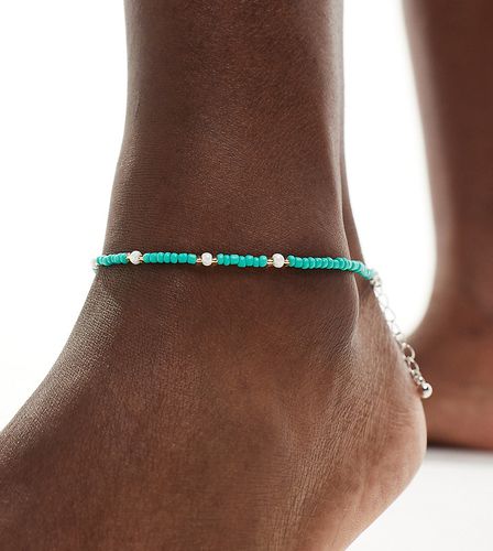 Bracelet de cheville orné de perles fantaisie et perles nacrées - Turquoise - Designb London - Modalova