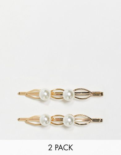 Lot de 2 barrettes à cheveux ornées de perles - Designb London - Modalova