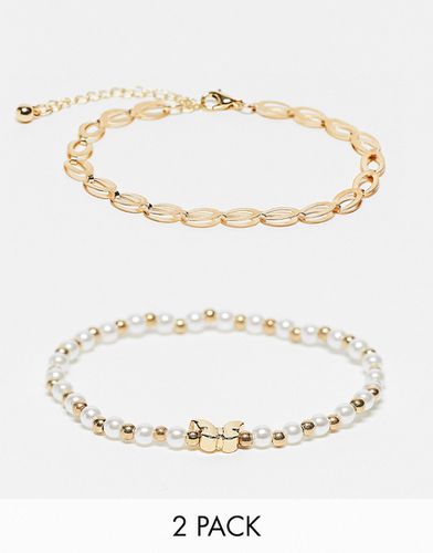 Lot de 2 bracelets chaîne et perles - Designb London - Modalova