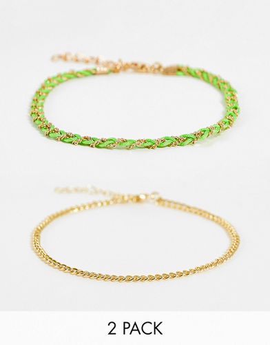 Lot de 2 bracelets de cheville avec corde tressée - Doré - Designb London - Modalova