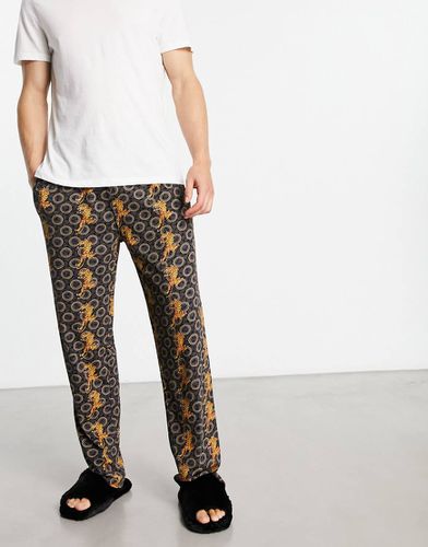 Pantalon de nuit avec taille en jacquard - Noir/ - Ed Hardy - Modalova