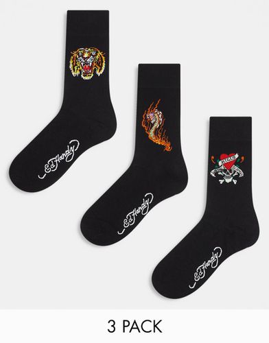 Tinta - Lot de 3 paires de chaussettes à imprimé tatouage - Ed Hardy - Modalova