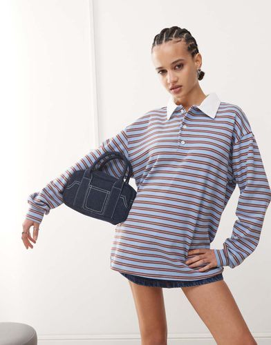 Top rayé oversize style polo de rugby avec col - Bleu - Edikted - Modalova