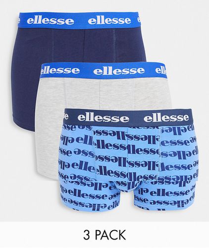 Lot de 3 boxers à imprimé bleu marine/bleu/gris - Ellesse - Modalova