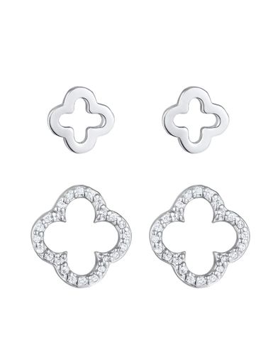 Lot de boucles d'oreilles minimalistes trèfle en argent massif 925 et zircons - Argent - Elli - Modalova