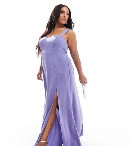 Exclusivité - ASOS DESIGN Curve - Robe longue à décolleté caur en satin - Violet - Asos Curve - Modalova