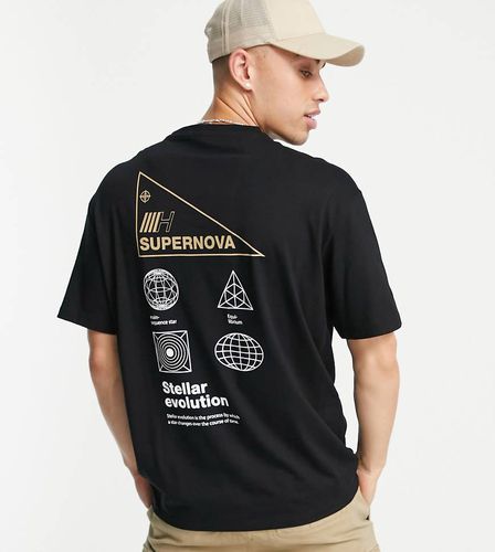 Exclusivité ASOS - T-shirt oversize en coton mélangé à imprimé Supernova au dos - BLACK - Selected Homme - Modalova