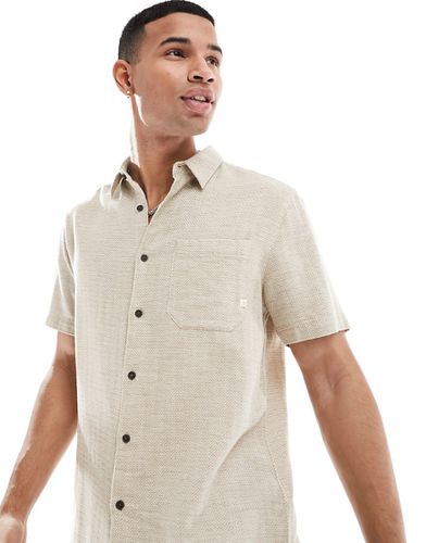 Chemise à manches courtes en jacquard de coton - Beige - Farah - Modalova