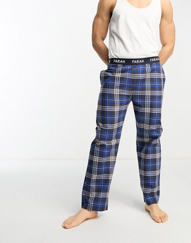 Pantalon confort à carreaux avec taille à logo - Bleu foncé - Farah - Modalova