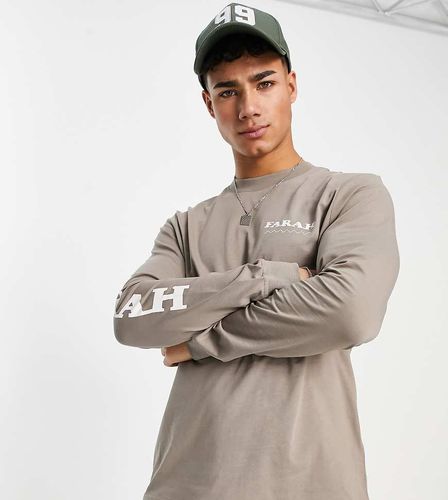 Robert - T-shirt manches longues à motif avec imprimé sur la manche - Taupe - Farah - Modalova