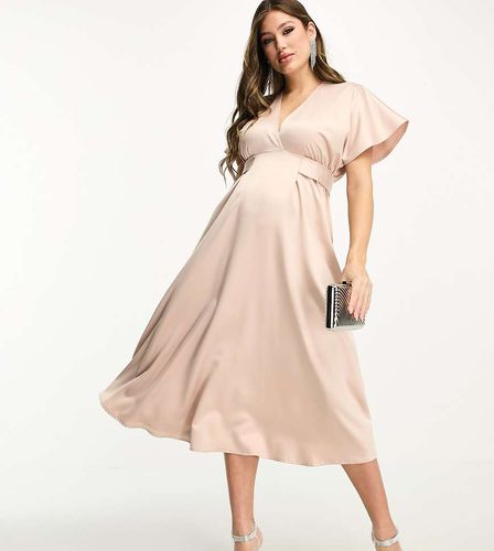 Robe mi-longue à manches kimono - Blush - Flounce London Maternity - Modalova