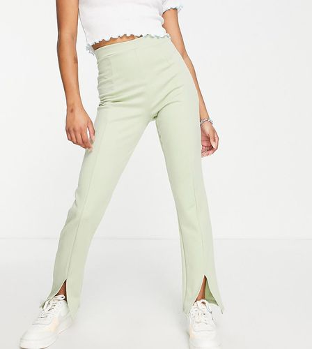 Pantalon ajusté à taille haute stretch avec fentes sur le devant - Sauge - Flounce London Petite - Modalova