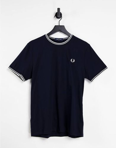 T-shirt avec bordures à double rayure - Bleu - Fred Perry - Modalova