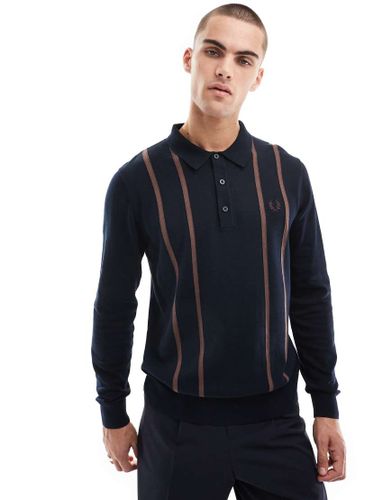 Polo manches longues en maille à rayures verticales - Fred Perry - Modalova