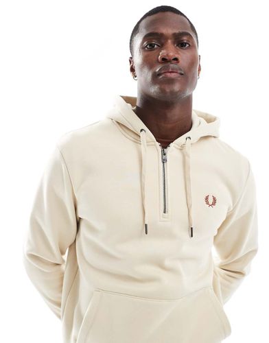 Sweat à capuche à enfiler avec col zippé - Beige clair - Fred Perry - Modalova