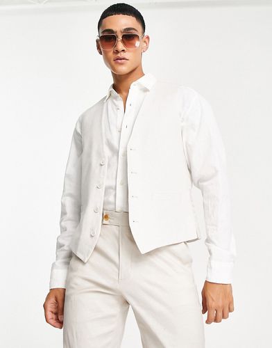 Gilet de costume coupe slim en lin - Blanc - French Connection - Modalova