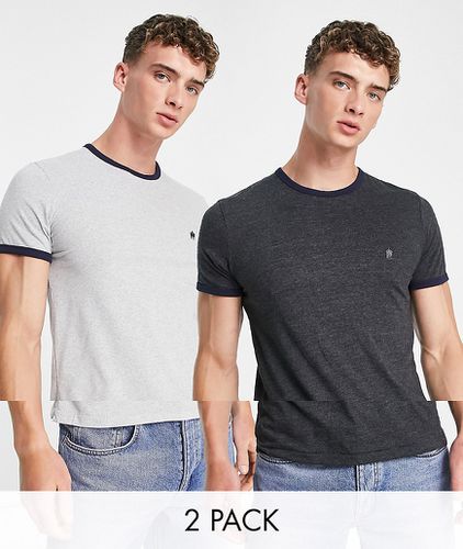Lot de 2 t-shirts à bordures contrastantes - Anthracite et gris clair - French Connection - Modalova
