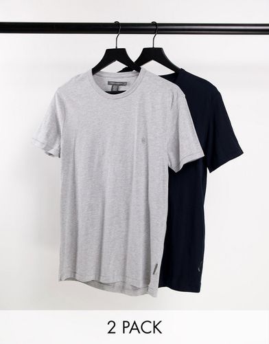 Lot de 2 t-shirts ras de cou - Bleu marine et gris clair - French Connection - Modalova