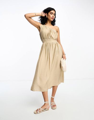 Robe asymétrique froncée mi-longue - Beige - French Connection - Modalova