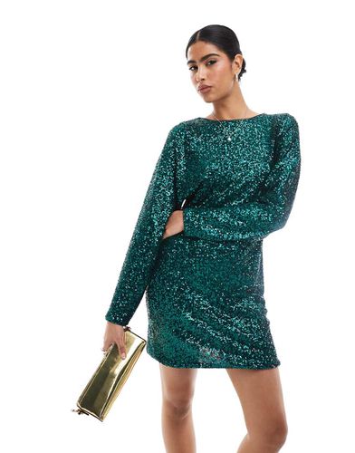 Robe courte à sequins et naud dans le dos - forêt - French Connection - Modalova