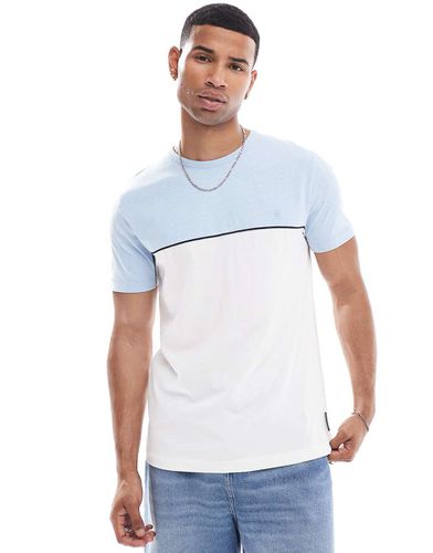 French Connection - T-shirt passepoilé effet color block - Bleu ciel et blanc - French Connection Mens - Modalova