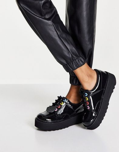 Kick - Chaussures basses en cuir verni à semelle rainurée - Noir - Kickers - Modalova