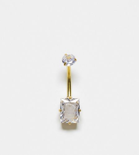 Barre de nombril en plaqué or avec cristaux taille baguette - Kingsley Ryan - Modalova