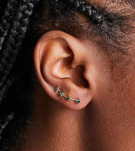 Bijoux d'oreilles en argent massif plaqué or avec pierre émeraude - Kingsley Ryan - Modalova