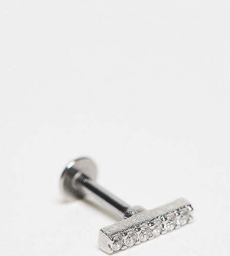 Boucle d'oreille labret en argent massif avec barre sertie de cristaux - Kingsley Ryan - Modalova