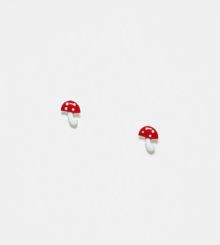 Boucles d'oreilles champignons en argent massif - Rouge - Kingsley Ryan - Modalova