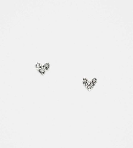 Boucles d'oreilles caurs avec pierres en argent massif - Kingsley Ryan - Modalova