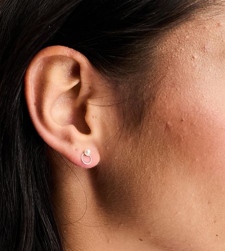 Boucles d'oreilles en argent massif rondes avec perle - Kingsley Ryan - Modalova