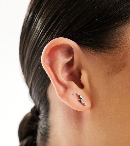 Boucles d'oreilles en forme d'éclair à strass en argent massif - Argent - Kingsley Ryan - Modalova
