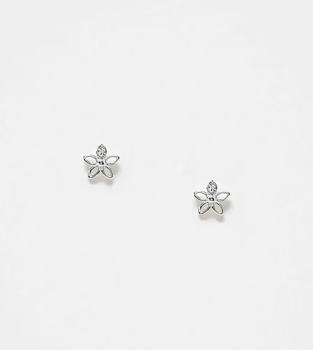 Boucles d'oreilles fleurs ajourées avec pierre en argent massif - Kingsley Ryan - Modalova