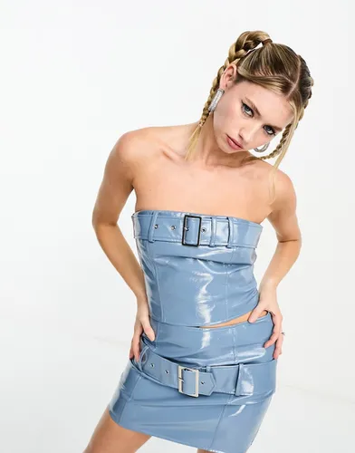 The Brand - Top corset d'ensemble bandeau en vinyl avec ceinture - pétrole - Kyo - Modalova
