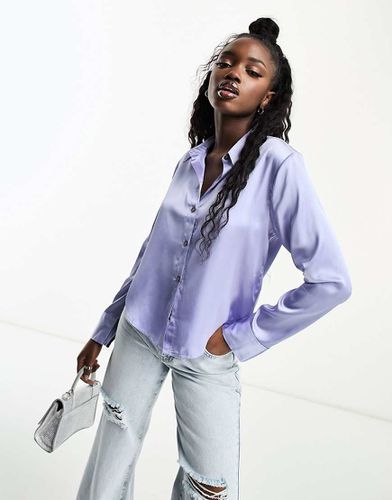 Chemise slim en satin - Bleu/violet - Hollister - Modalova