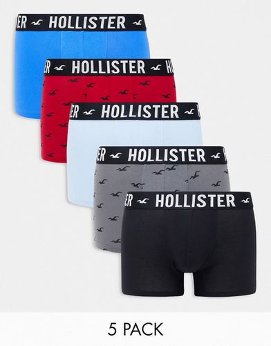 Lot de 5 boxers unis et à logo emblématique sur l'ensemble - Hollister - Modalova