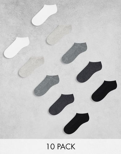 Lot de 10 paires de socquettes pour baskets - Noir/gris/blanc - Hollister - Modalova