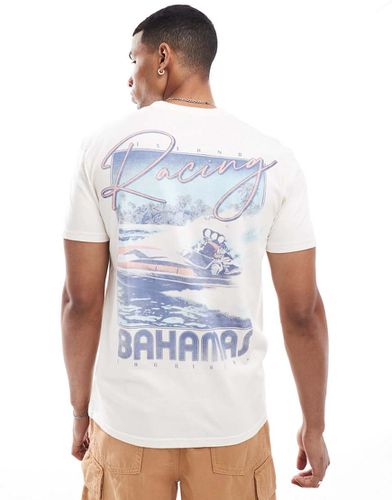 T-shirt décontracté avec imprimé paysage au dos - Crème - Hollister - Modalova