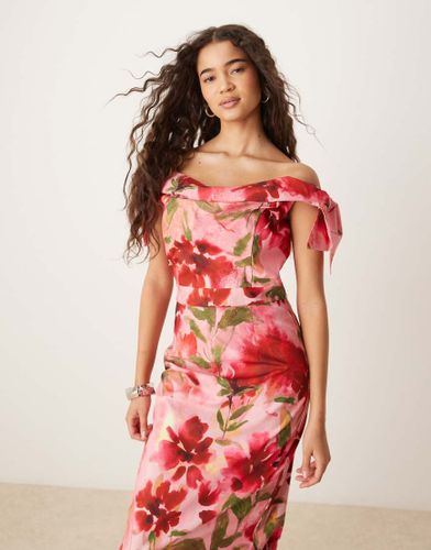 Robe crayon mi-longue  manches Bardot - fleuri - Hope & Ivy - Modalova