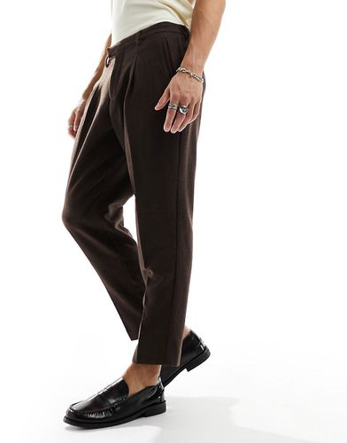 Harry - Pantalon de costume décontracté coupe fuselée en tweed - Marron - Harry Brown - Modalova