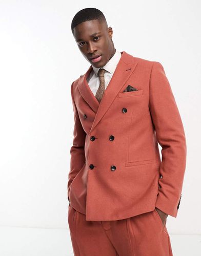 Veste de costume de mariage ajustée à double boutonnage en laine mélangée - Orange - Harry Brown - Modalova