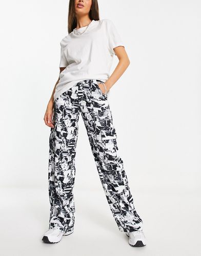 Pantalon ample à taille haute à fleurs - Noir et blanc - Heartbreak - Modalova