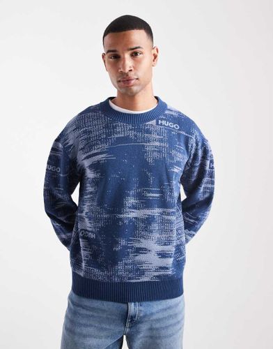 Sorbas - Pull dcontract en maille  motif - chin - Hugo Blue - Modalova