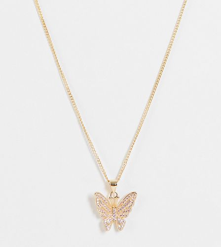 Collier en plaqué or 18 carats avec pendentif papillon à zircons cubiques - Image Gang - Modalova