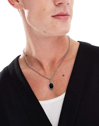 Collier avec pendentif ovale noir - Icon Brand - Modalova