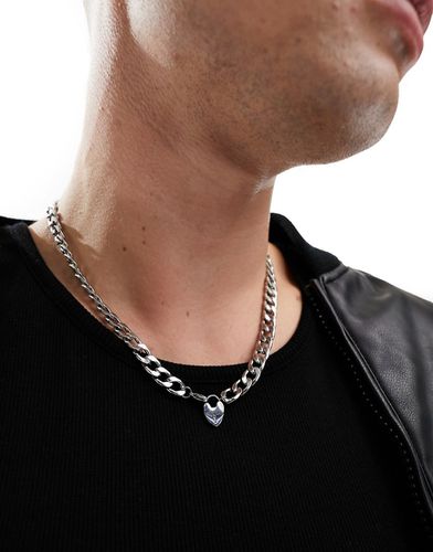 Collier en acier inoxydable avec pendentif coeur - Argenté - Icon Brand - Modalova