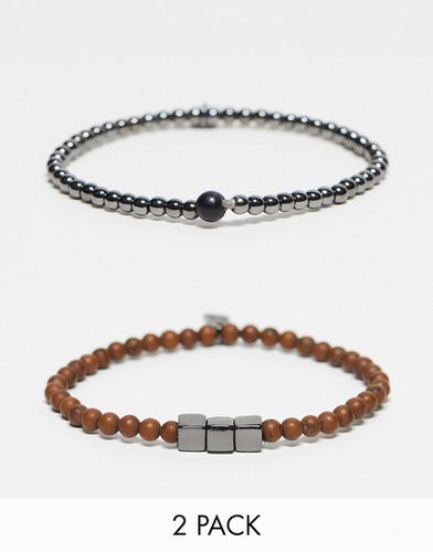 Lot de 2 bracelets avec perles et détails métalliques - Multicolore - Icon Brand - Modalova