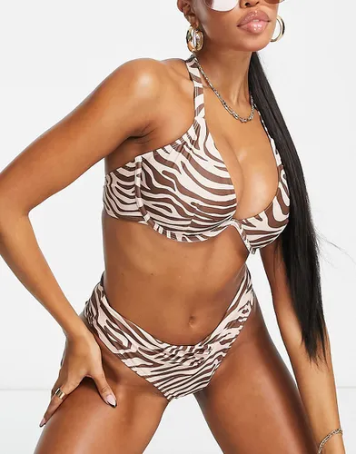 Poitrines généreuses - Haut de bikini à armatures et imprimé zébrures - Ivory Rose - Modalova