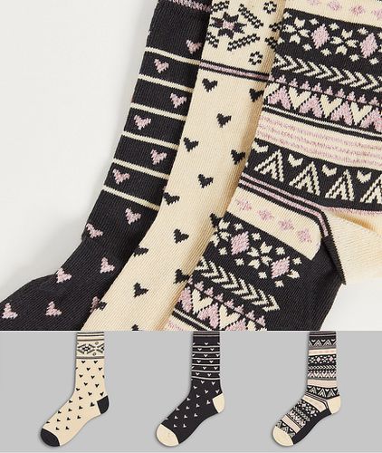 Lot de 3 paires de chaussettes en coton motif jacquard - Jonathan Aston - Modalova